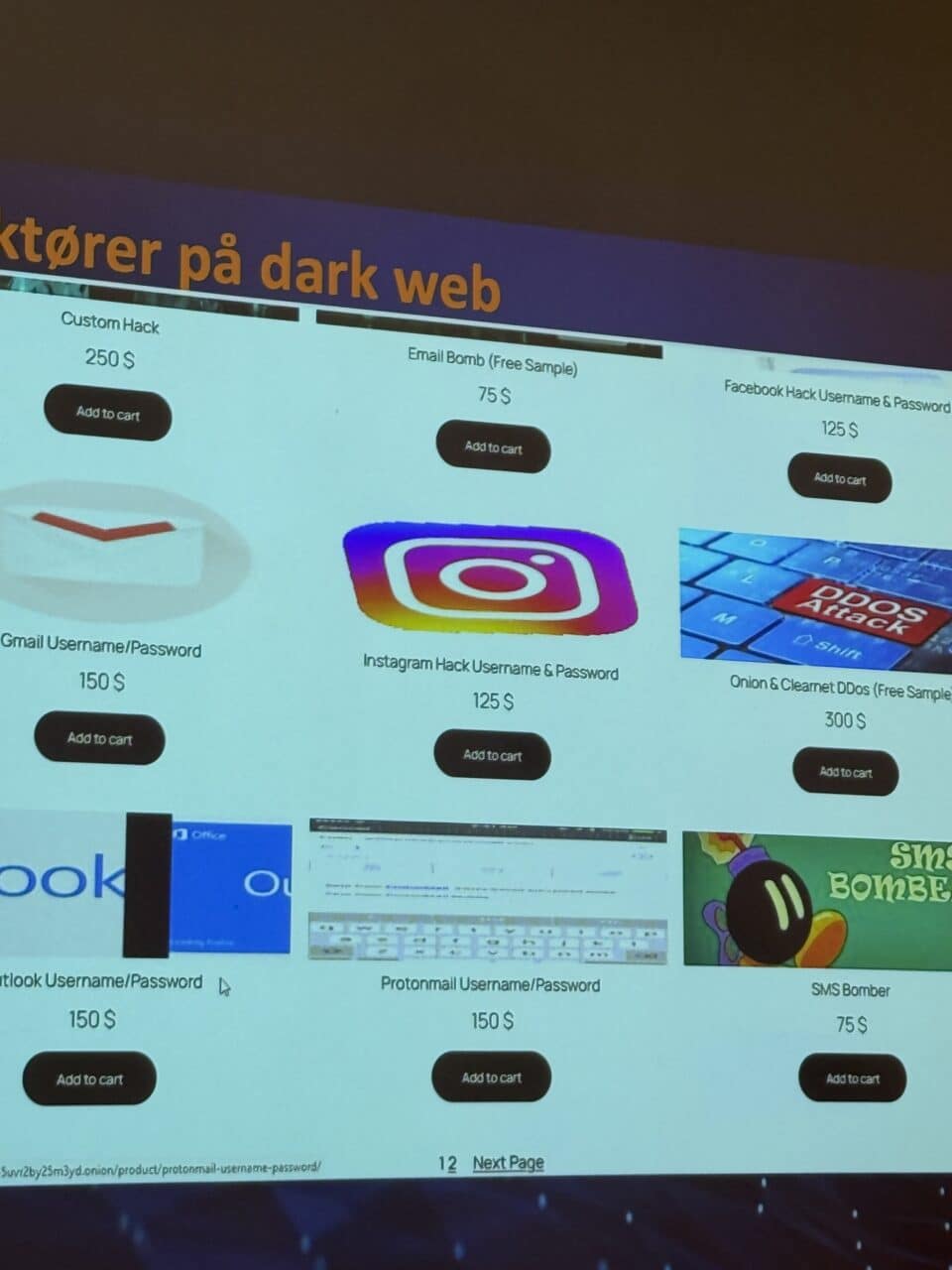 Her kan man legge til passord og brukernavn i handlekurven.